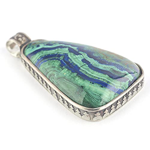 MEKI`S Pendentif de Azurite avec Malachite et Argent 925 – vue 2