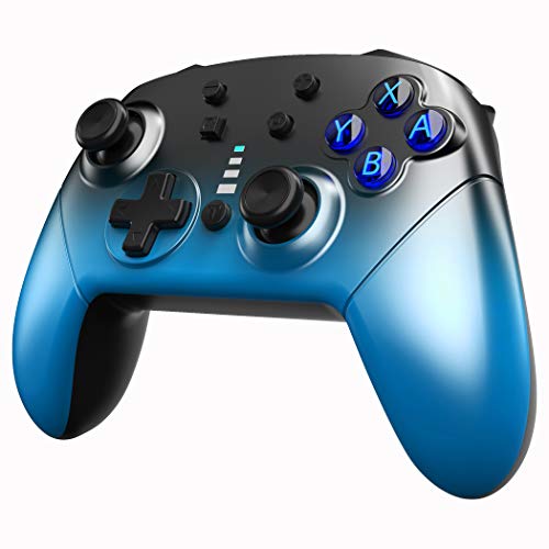 Preisvergleich Produktbild YIKUI Wireless Pro Controller für Nintendo Switch, unterstützt 6-Achsen-Gyroskop-Doppelvibration und einstellbare Turbo-Funktion, kompatibel mit Nintendo Switch / Switch Lite-Konsole (Gradient Blau)
