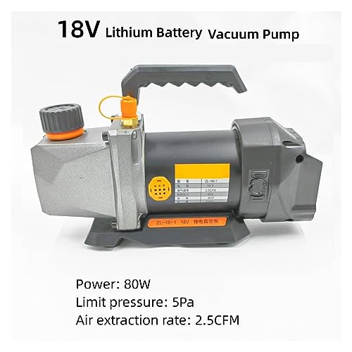 Bomba de vacío de 18 V con batería de litio, 5 Pa, 80 W, 2,5 CFM, entrada de aire de 1/4", para refrigeración, automóvil y aire acondicionado doméstico miniatura 3