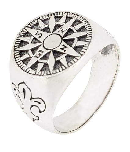 Bague boussole argent homme : finis les bijoux ternes avec cet argent poli durable