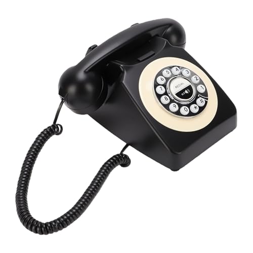 Garsent Teléfono Bluetooth Retro, Teléfono Fijo Bluetooth, Inalámbrico Antiguo de Estilo Vintage con Batería Recargable USB, Llamadas Manos Libres y Reproducción de música. (Black)