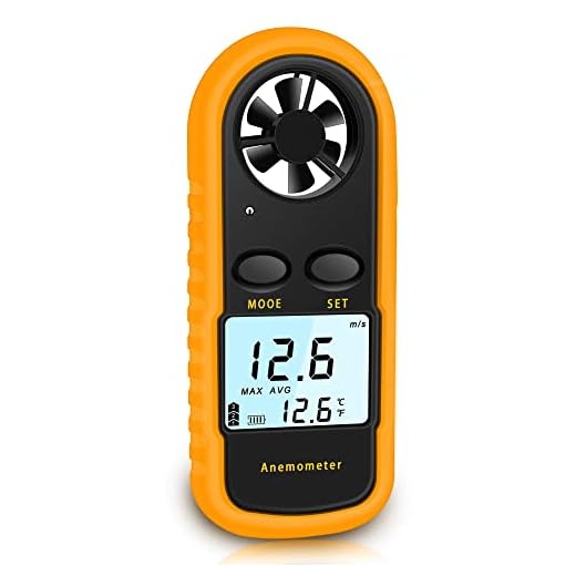 NICE-POWER Handheld Anemometer, Digital Wind Speed Meter Air Flow Meter for Measuring Wind Speed Temperature and Wind Chill, Portable Wind Gauge for HAVC Drone Sailing Fishing(LCD Backlight)