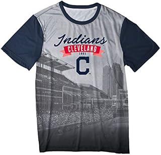 FOCO MLB Cleveland Indians Men's Outfield Photo Tee, Team Color, XL