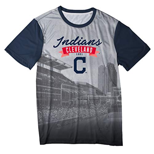 FOCO MLB Cleveland Indians Men's Outfield Photo Tee, Team Color, XL