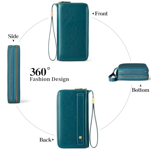 Image of GAEKEAO RFID Leather Wristlet Wallet for Women with Grip Strap