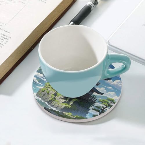 Dessous de verre en céramique de prestige style japonais avec support liège rond - 6