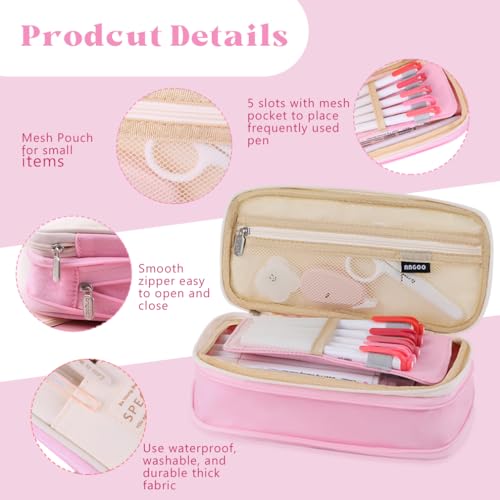 Image of iSuperb Foldable Pencil Case Zipper Big Capacity Canvas Pencil Pouch Stationery Organizers Pen Bag Compartments Cosmetic Makeup Bags For Girls Boys (Multicolor)