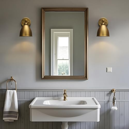 Image of Phansthy Industrial Hardwire Wall Sconce Vintage Farmhouse Wall Light Fixture, Right-Angled Wall Lights with Rustic Metal Lampshade for Bedroom, Living Room, Reading, Kitchen (Antique, 2 Pack)