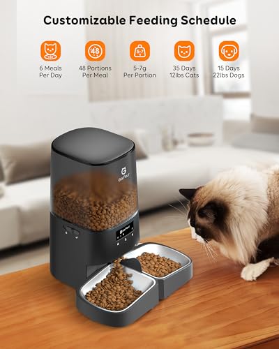 Dispensador automático de comida de gato WiFi 5L para 2 gatos, alimentador automático para gatos, 48