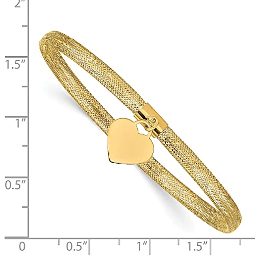14K Yellow Gold Heart Stretch Mesh Bracelet Adjustable Wrap Love Fine Jewelry For Women Gifts For Her #TOP2