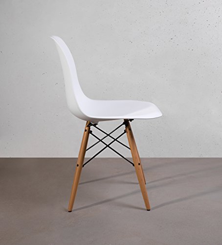 Buschman Mid Century Modern Dining Room Chairs, White, Set Of 4 #TOP5