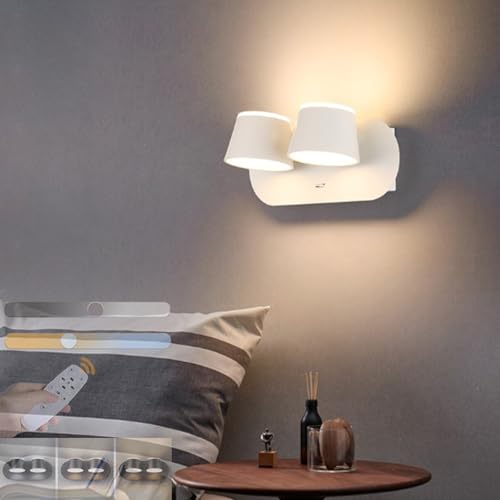 Aplique de Pared LED 20W Regulable con Mando Blanco Juego de 2 Luces Giratorias 360° para Interior