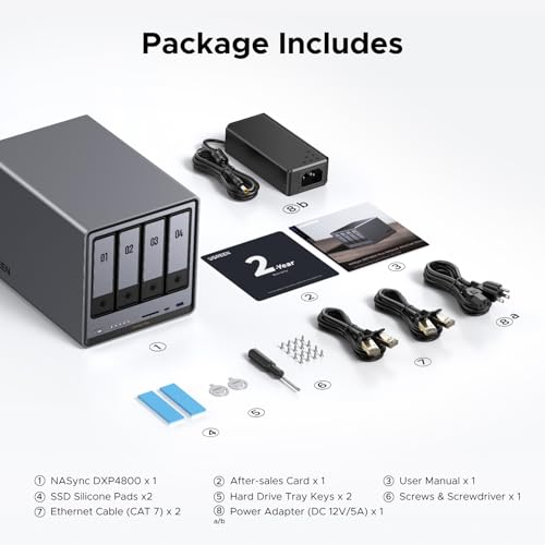 UGREEN NASync DXP4800 Plus 4-Bay Desktop NAS, Intel Pentium Gold 8505 5-Core CPU, 8GB DDR5 RAM, 128G SSD, 1 * 10GbE, 1 * 2.5GbE, 2 * M.2 NVMe Slots, 4K HDMI, Network Attached Storage (Diskless) - Image 10