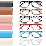 NOVIVON 6 Pack Reading Glasses +1.5 with 6 Cases – Blue Light Blocking Readers for Women & Men, Computer eye glasses, Cheaters