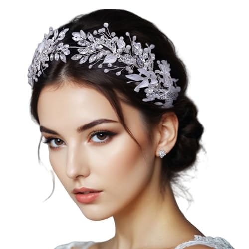LOVFOIVER Rhinestone Leaf Headpiece