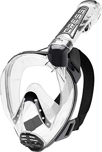Cressi Duke Dry Full Face Mask Mascara de Buceo Snorkel Seca Cara Completa, Unisex Adulto, Transparent/Negro, M/L