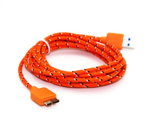 Braided 10FT Micro USB 3.0 Charger Sync Data Cable for Samsung Galaxy S5 i9600 Note 3 N9000 (Orange)
