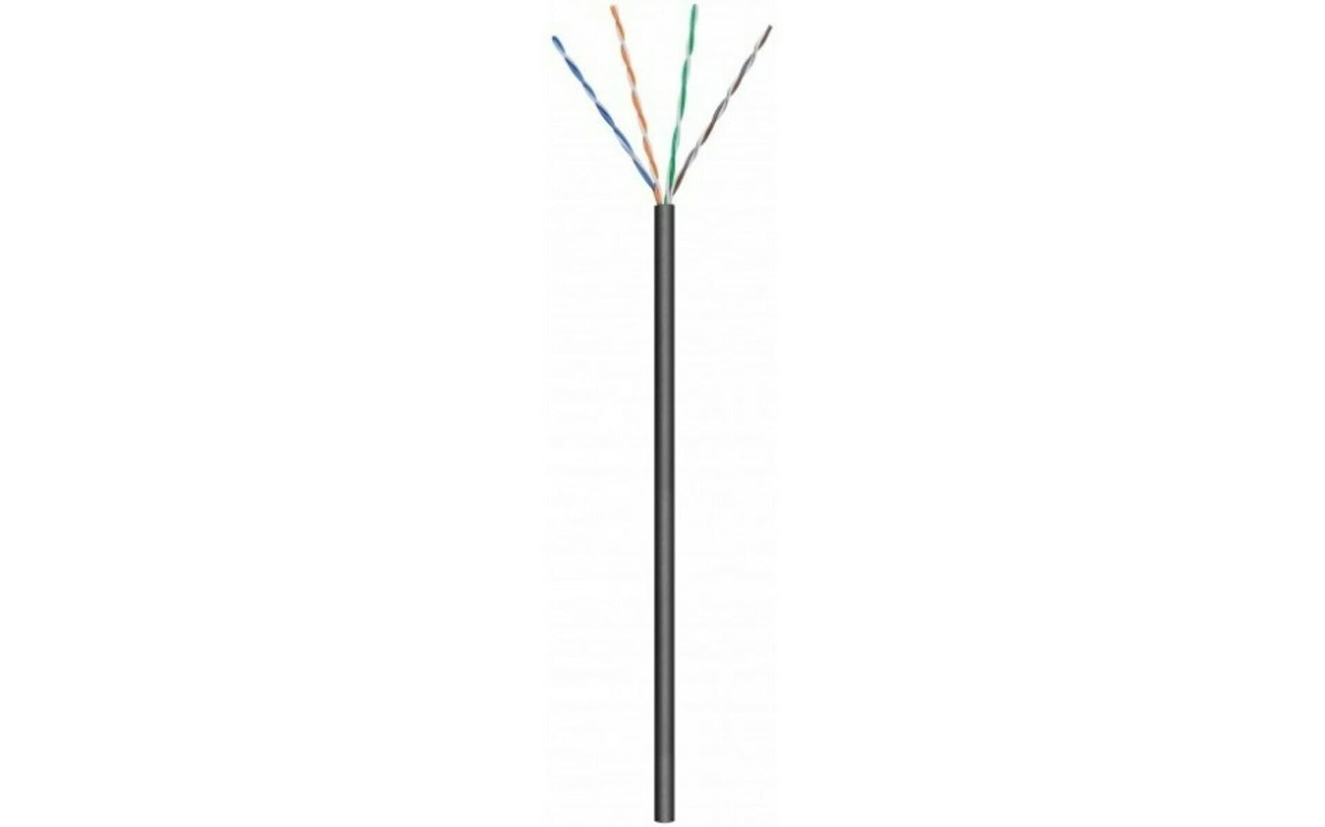 Danicom Rouleau câble rigide extérieur noir CAT6 UTP PE (FCA) - 100m, POE, Ethernet, LAN, câble de raccordement, câble de données, RJ45 - pour armoire de serveur, commutateurs, routeurs,