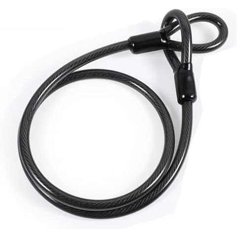 Bike Security Steel Cable, Cable Lock Wire,Vinyl Coated Flexible Steel Cable with Loop End for U-Lock and Padlock,4ft/120cm Long (Black) (Black) Cover