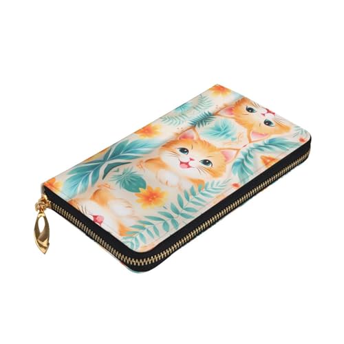 Free cartoon cat printing Women's leather long handheld wallet large capacity credit card zipper bag3