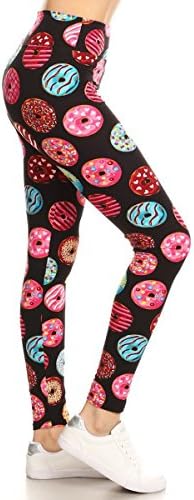 Leggings Depot High Waisted Camouflage & Multiple Print Leggings for Women-3" Yoga-R993, Donut Party, Plus Size
