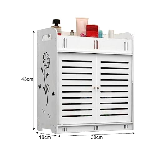 Bathroom Cabinet,Bathroom Organizer Shelves,Shelf Self-Adhesive Vent Doors Shelf,Multi-grid Tiers Hollow Flower Pattern Wall Mounted Bathroom Storage Rack for Living Room Kitchen Dining Room White