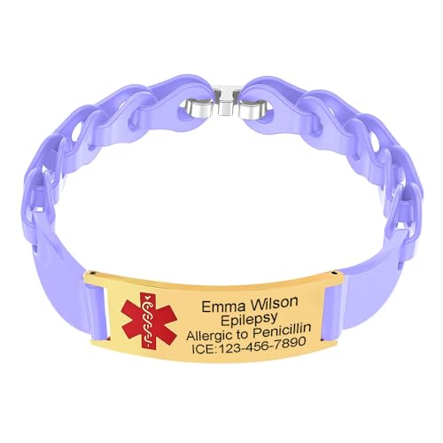 BAIYI HOPE Customizable DNR Medical Alert Jewelry - Personalized Silicone Medical ID Wristbands for Women - Customizability Stainless Steel Medic Emergency Bracelet for Girlfriend