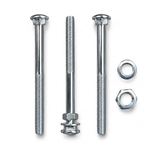Image of Rely⇒VP INDUSTRIES (Combo Set-10 Pcs) 1 /4 inchx2.5 inch inch Stainless Steel Carriage Bolts Round Head, Square Neck with Hex Nut and Washer for Furniture,Door Fittings Joining Wood Boards Beds (Length-62 mm)