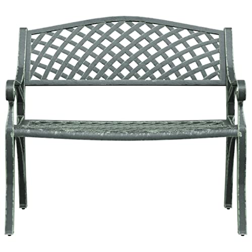 Banc de jardin résistant aux intempéries en métal haut de gamme vert forêt - 4