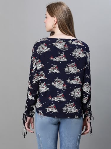 Image of oxolloxo Women Polka Print Round Neck Long Sleeve Top