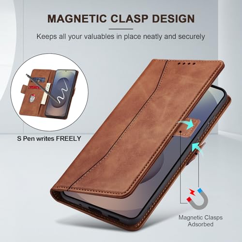 Jasonyu Flip Wallet Case for Samsung Galaxy S25 Ultra,Brown - image 3