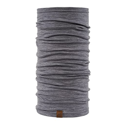 ACUSHLA Multifunktionstuch 100% MerinoWolle für Damen & Herren, mitteldick Schlauch-Schal oder Stirnband, Premium Schutz, Temperaturregulierend, Atmungsakti | Schal Merinowolle(Hellgrau) Cover