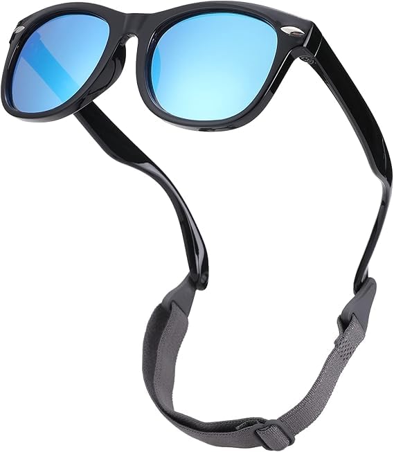CODOMOR Occhiali da sole neonato, 100% Protezione UV 400, con regolabili cinturino, La scatola degli occhiali, da sole...