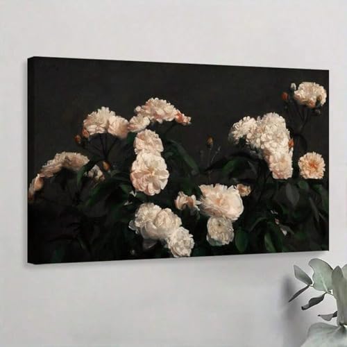 Grande toile murale de roses vintage de qualité artistique