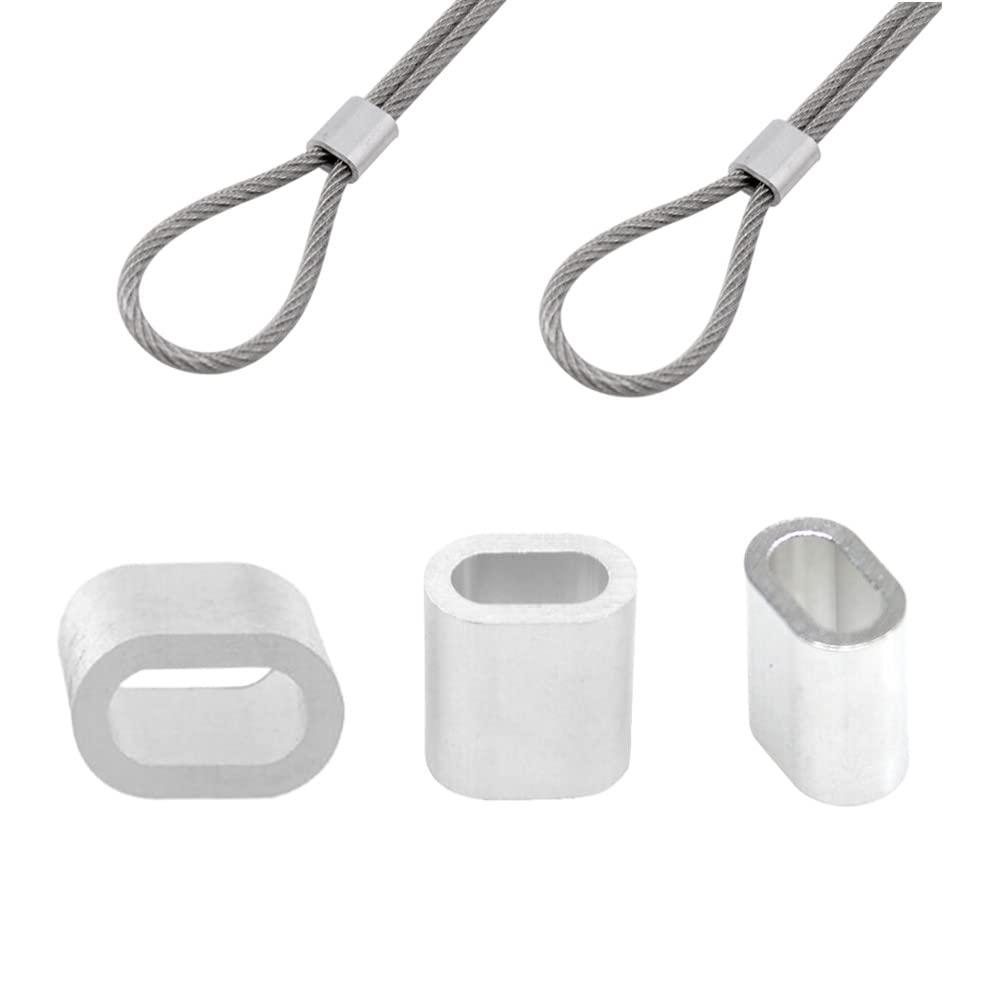 MIL-SPEC Tin Plated Copper Swage Sleeves (3/32") - Pack Of 150, For Crimping Wire Rope & Cable, Oval Duplex Ferrules