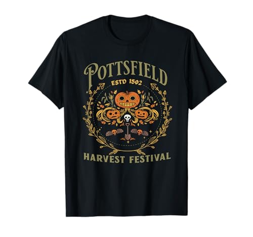 Pottsfield Harvest Festival Retro Vegetables T-Shirt - Black Halloween Unisex-Adults Short Sleeve Crew Neck T-Shirt - Small