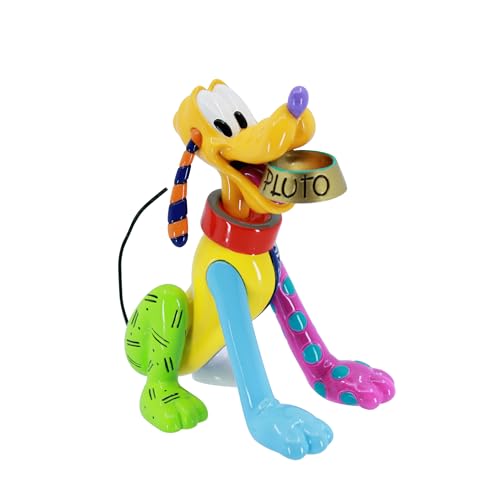 Enesco Disney Britto Pluto with Dog Bowl 95th Anniversary Miniature Figurine 3.25 Inch Multicolor