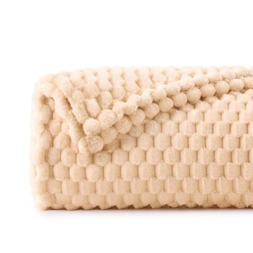 Image of BEDELITE Blush Sand Twin Blanket for Couch, Soft Cozy Gift for Women, 60*80 | 3D Jacquard Decorative Fleece Blanket, Super Soft Plush Throws, Cute Birthday Gift for Women & Men, Suitable for All Seasons