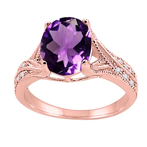 MauliJewels Rings for Women 2.45 Carat Oval Cut Amethyst and