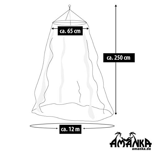 AMANKA Moustiquaire 12 M - Anneau 65 Cm 180 Mailles pour 6,45 Cm2-378 G - Ciel de Lit Double Berceau en Tissu Polyester - Sac de Transport Inclus - Utilisation Chambre Jardin Vacances - Standard OMS – vue 2