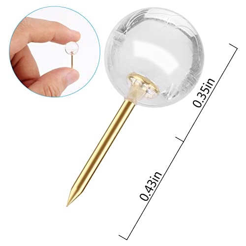Yalis Push Pins 1/3 Inch Gold Map Tacks 100-Count Large Size Pins Golden Steel Point And Transparent Plastic Round Head (Gold) #TOP2