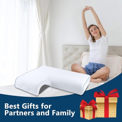 Arched Memory Cuddle Pillow for Adults with Arm Hole - 3D Arched Memory Foam Core, Slow Rebound Pillow for Back/Neck Pain Relief, with Pillowcase (R)