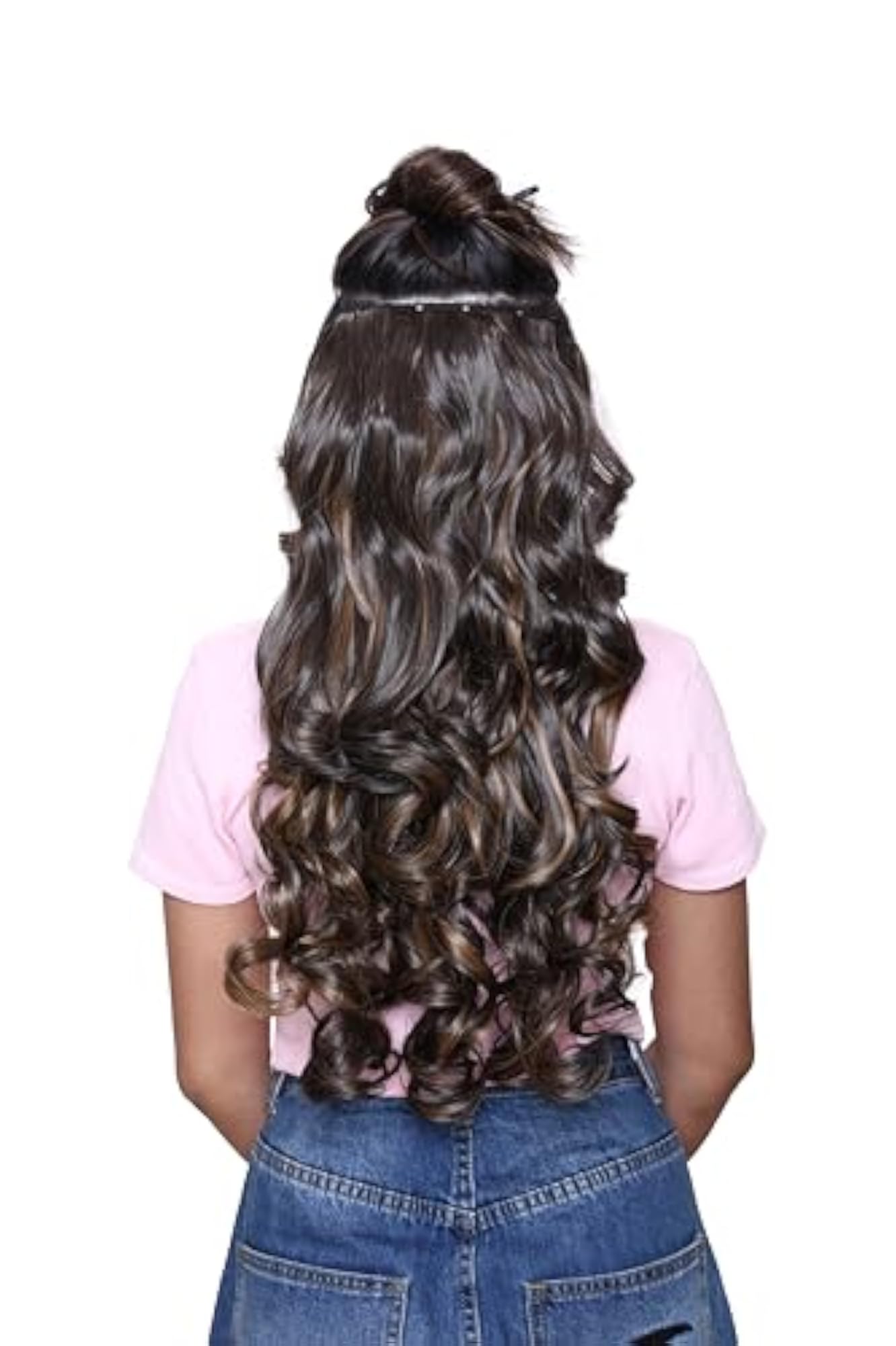22-Inch Synthetic Hair Extensions for Women, Curly Wavy Hair Piece