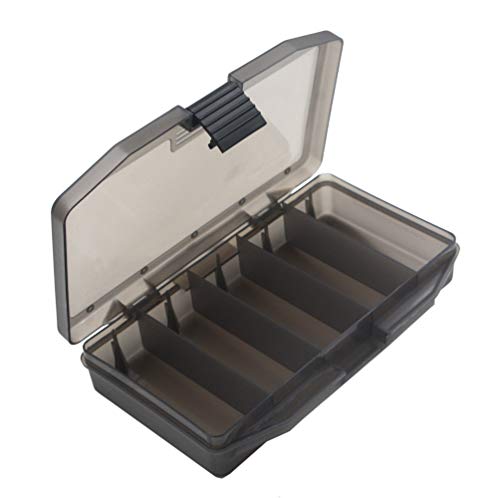 WAYLLSHINE Fishing Tackle Accessory Storage Box, 5 Compartments Black Visible Fishing Lure Box, Fishing Lure Bait Hooks Storage Box, Fishing Lure Storage Case with Lure Fix Pillar Inside