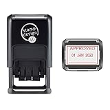 SD4U Word and Date Stamp Self Inking - Approved and Changeable Date in Red Ink