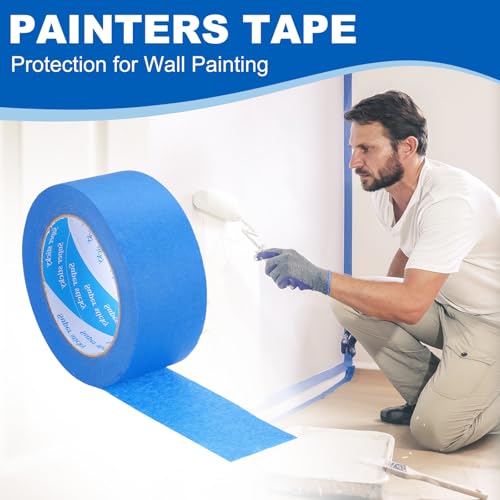 Image of PATIKIL 1.97 Inch Wide - 55 Yards Painters Tape, High Temperature Resistant Paint Masking Tape Adhesive for Wall Painting Craft Arts Decoration Drafting, Blue