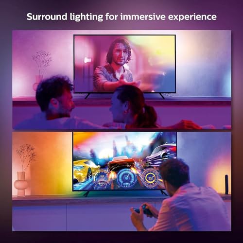 Image of Philips Hue Play Gradient 65 inch Smart TV Light Strip,Flowing Color-Changing LED Strip Lights,Multicolor TV Backlight Sync with Music&Gaming,Requires Bridge&Sync Box,Control with App&Voice,(Pack of 2)