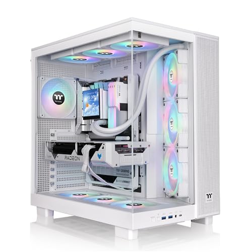 Image of Thermaltake View 380 XL TG ARGB; 4x120mm ARGB Lite Fans Included; 360mm Radiator Support; 420mm GPU Clearance; Hidden Connector Support; Dual Chamber; Snow; CA-11E-00M6WN-AZ