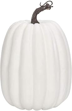 Lucakuins 8 Inch Large Artificial Pumpkins DIY White Decorative Foam Pumpkins Cute Fake Pumpkins for Hallween Autumn Harvest Home Decorations (White, 8 in)