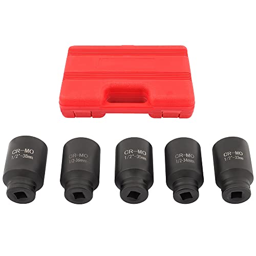 OCPTY 5 Piece 1/2 Inch Drive Deep Impact Axle Hub Socket Set Fit For Most Cars, 6 Point, 33mm 34mm 35mm 36mm 38mm by OCPTY - Image 7